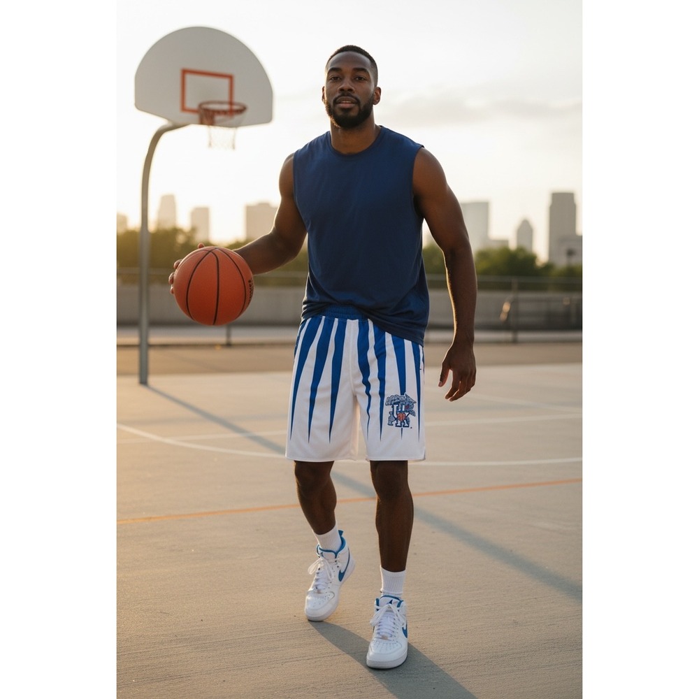 19nine Kentucky Wildcats Retro Basketball Shorts Blue White Striped Mens Medium